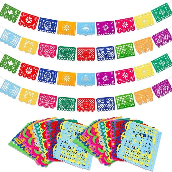 Banniere da Parete - 2 Pezzi - Disegno di Papel Picado - Decorazione di Festa - Giorno dei Morti - Cinco de Mayo - Materiale Sostenibile - Decorazione di Festa 

Modello: 
- Materiale: 
- Dimensioni: 
- Colore: