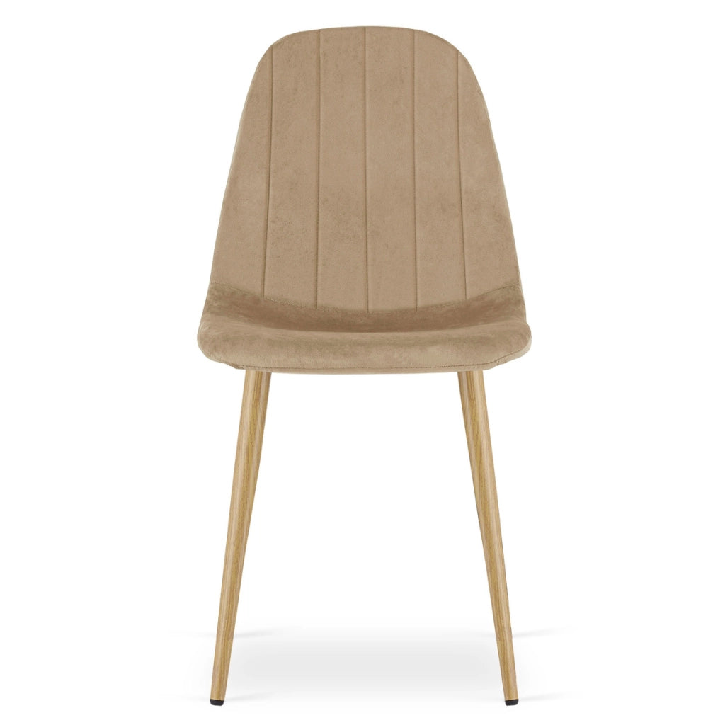 Set di 3 Sedie Padva in Velluto Marrone e Gambe Rovere