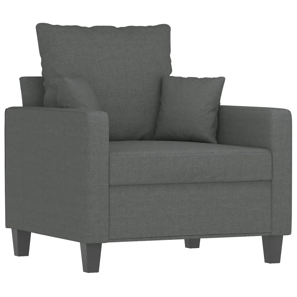 Set di Divani 4 pz con Cuscini Grigio Scuro in Tessuto