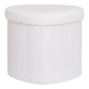 Medford - Pouf in tessuto teddy bianco 42x36x37 cm