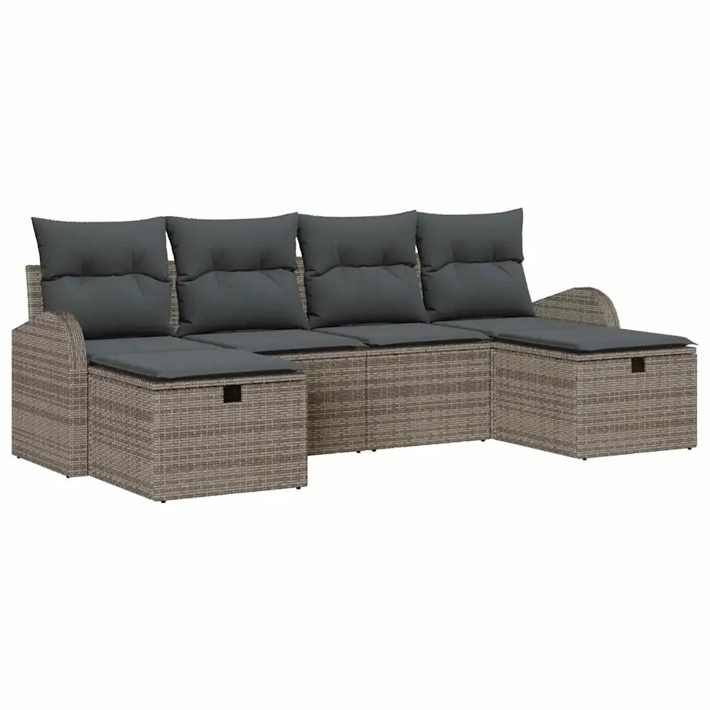 Set Divano da Giardino con cuscino 6 pcs Grigio polyrattan 3360450