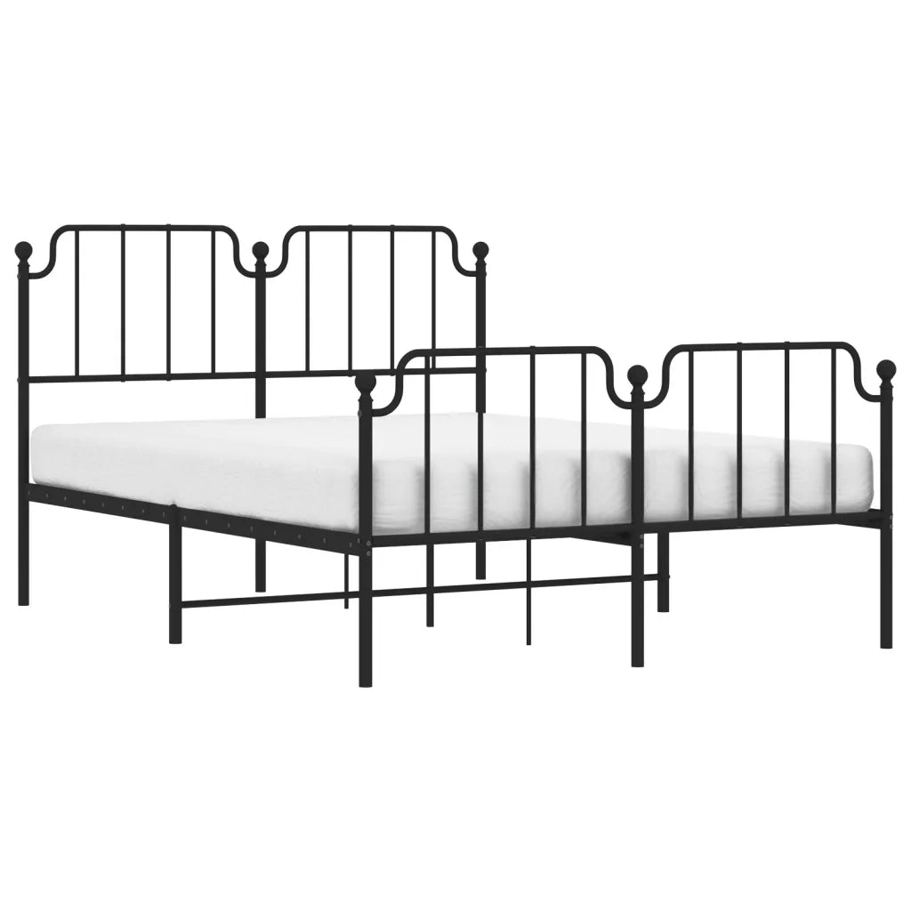 Giroletto con Testiera e Pediera Metallo Nero 140x200 cm 373906