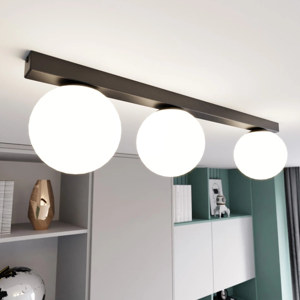 Emibig FIT plafoniera 3 luci E14 nera/opal 70cm metallo