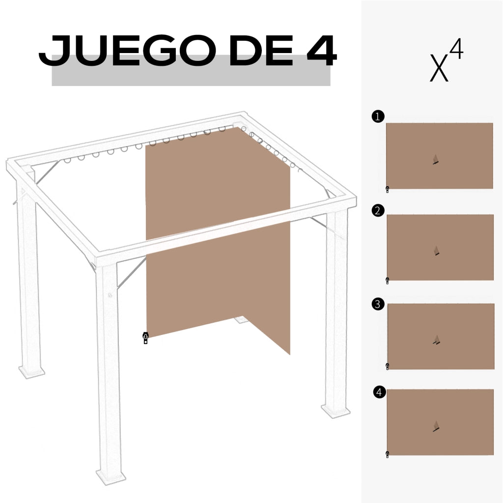 Pareti Laterali per Gazebo 3x2m ¨C Xylo ¨C Set 4 Pezzi Marrone Giardino Esterno