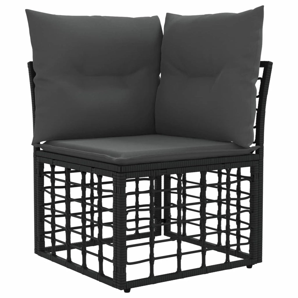 Set Divano da Giardino 6 pz Nero e Grigio scuro polyrattan 3437977