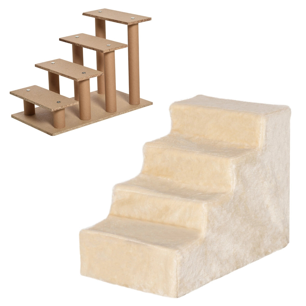 Scala per Cani Portatile 4 Gradini ¨C Minimal ¨C Beige 60x35x44 cm