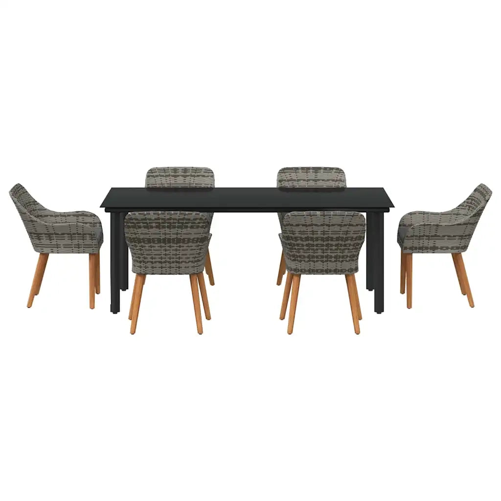 Set da Pranzo per Giardino con cuscino 7 pcs Grigio polyrattan 3261689
