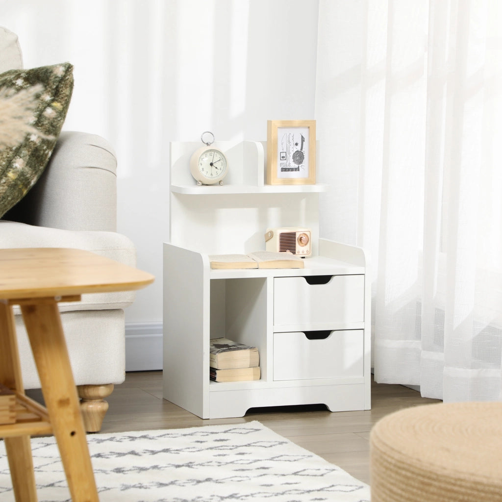 Comodino con 2 Cassetti ¨C Xylo ¨C Legno Bianco con Ripiano