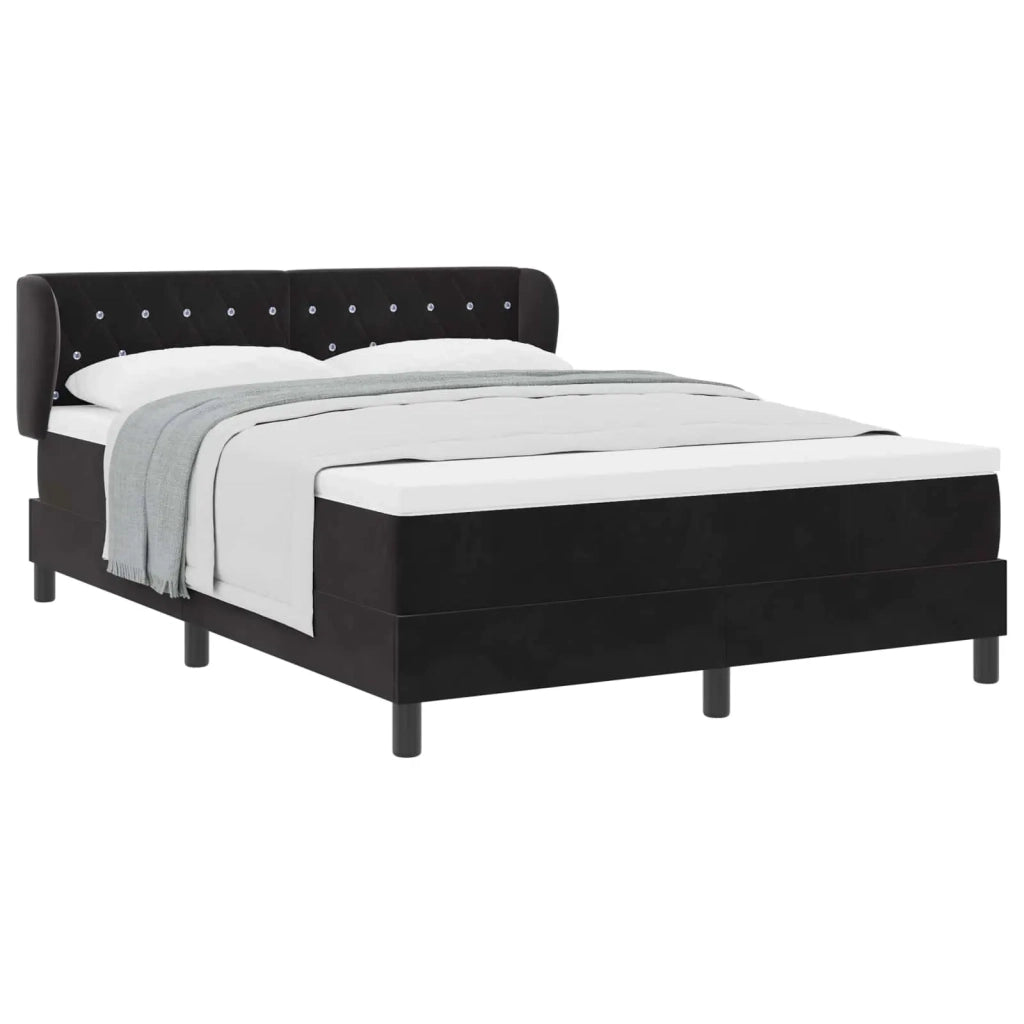 Letto a molle con materasso Nero 140 x 200 cm Velluto 3340336