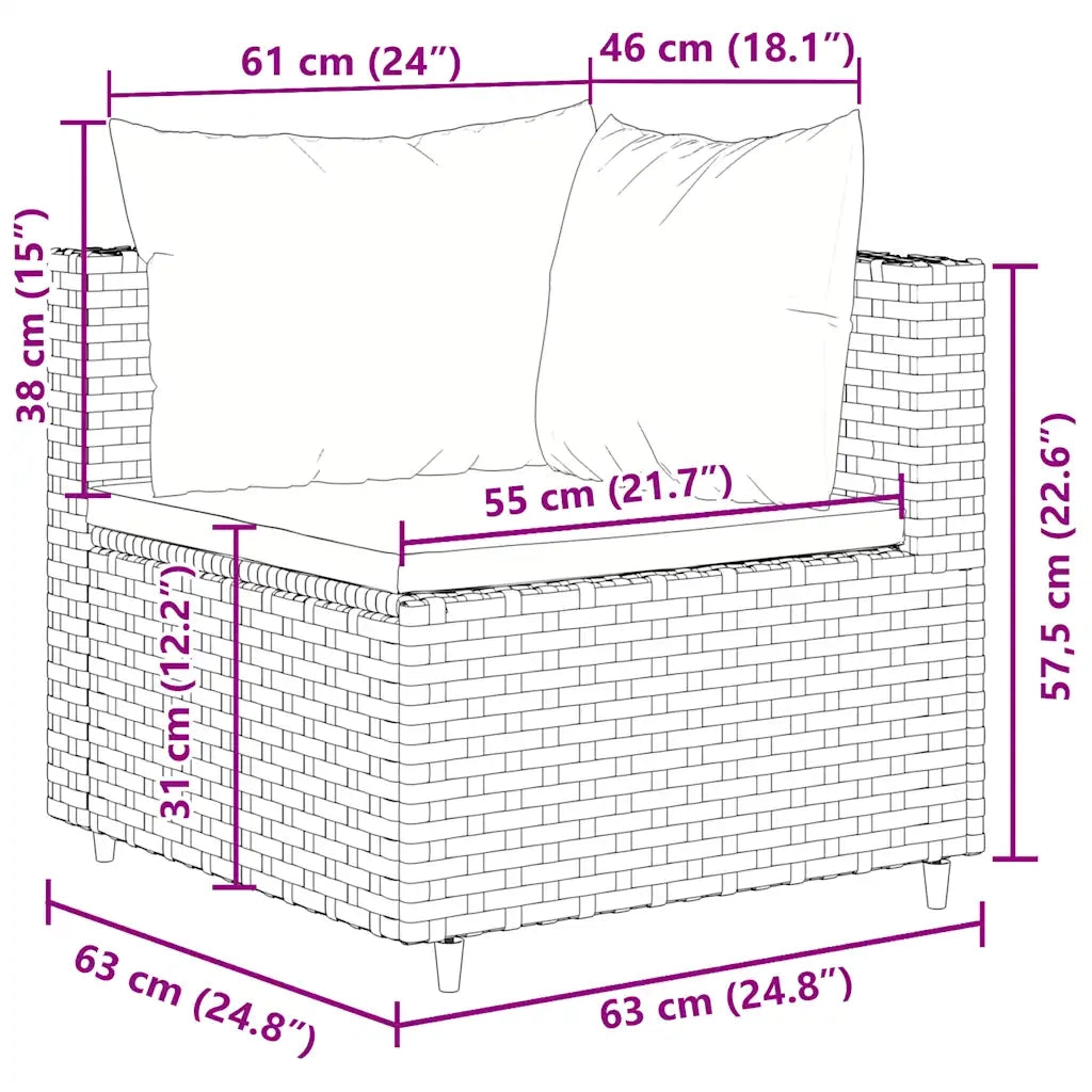 Set Mobili da Giardino 4 pz con Cuscini in Polyrattan Marrone 3308073