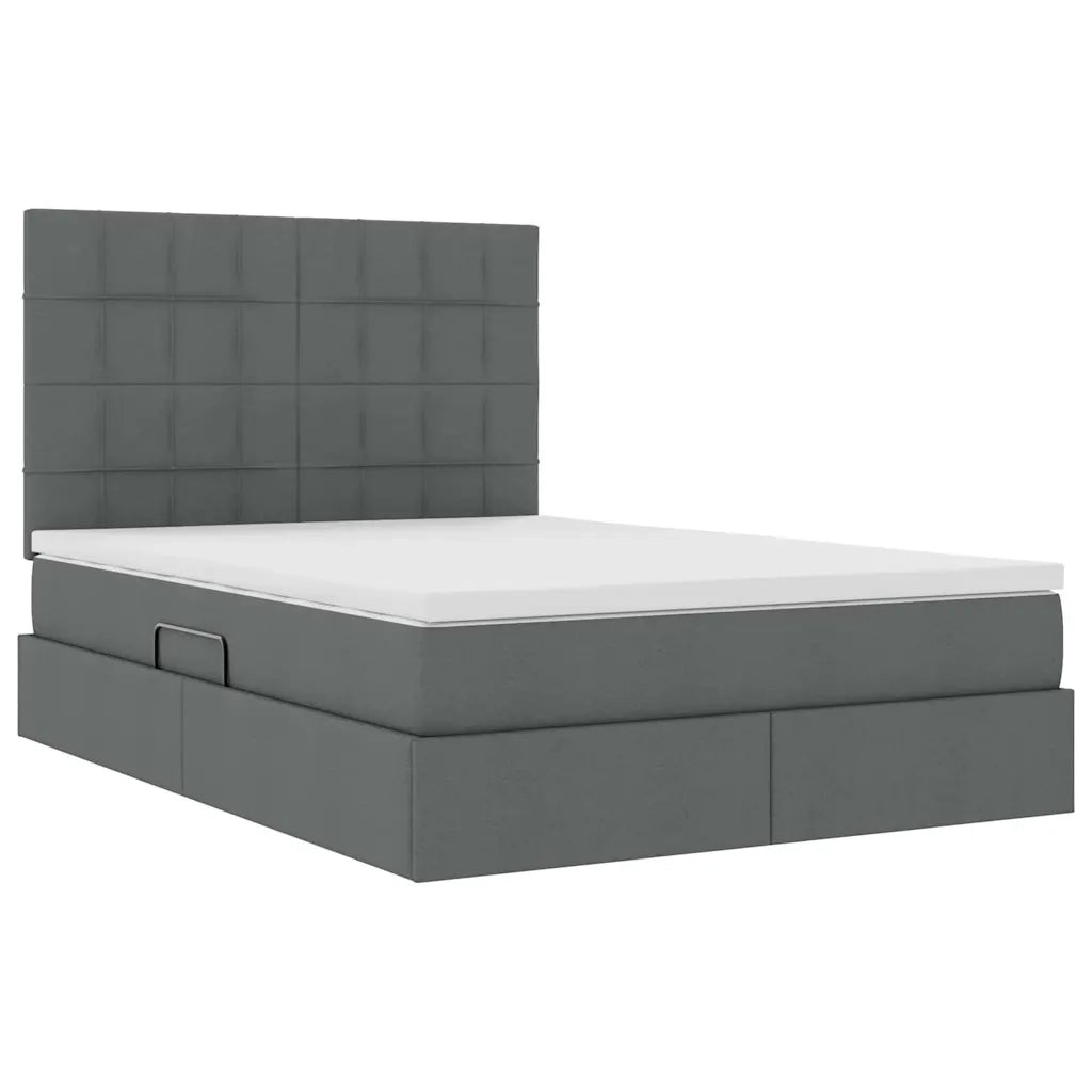 Letto con contenitore e LED con led Grigio scuro 140 x 190 cm