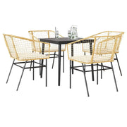 Set da Pranzo da Giardino 5pz con Cuscini Polyrattan Vetro 3334507