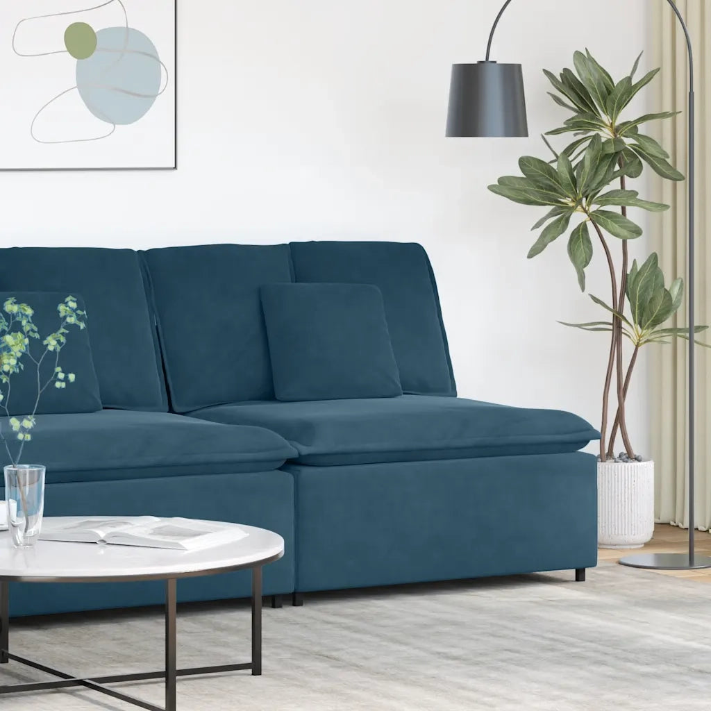 Modulo Centrale Divano Modulare con Cuscini Blu 100 cm 203222