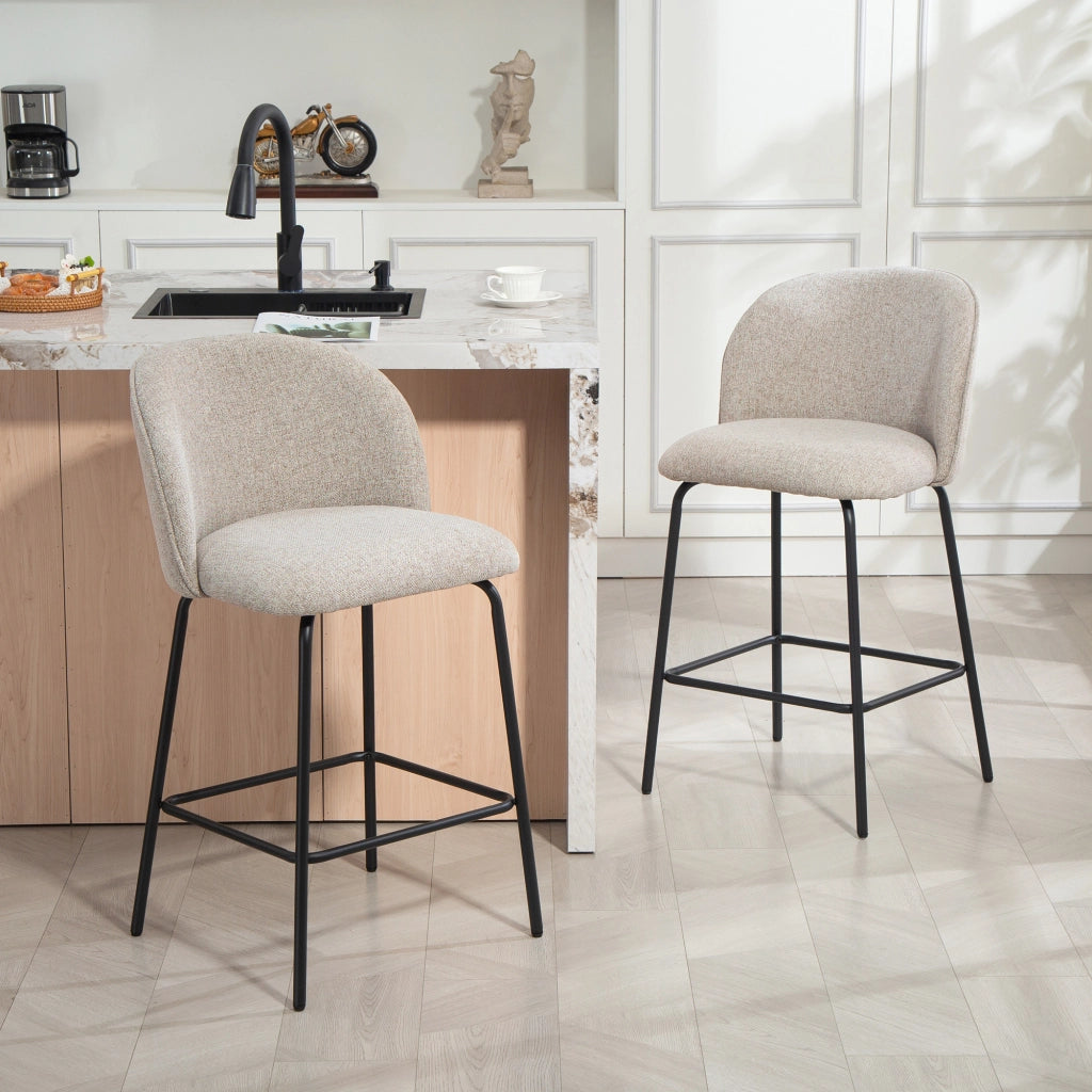 Sgabello da bar imbottito con schienale e poggiapiedi ¨C Minimal ¨C grigio chiaro