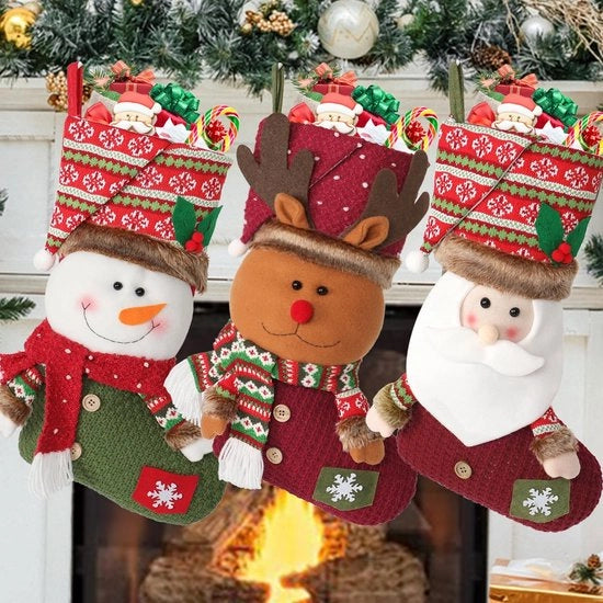 Decorazioni di Natale in Pile - Grande Pile di Natale - Decorazioni di Natale in Stile Luxe - Design 3D - Ideali per Camino e Albero di Natale - Set da 3