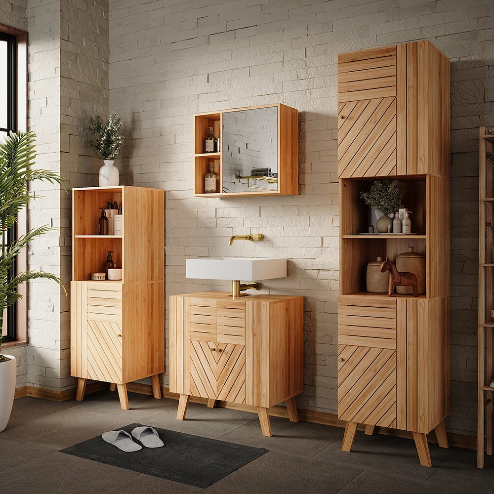 Vicco Set di mobili da bagno Bambù 2 parti