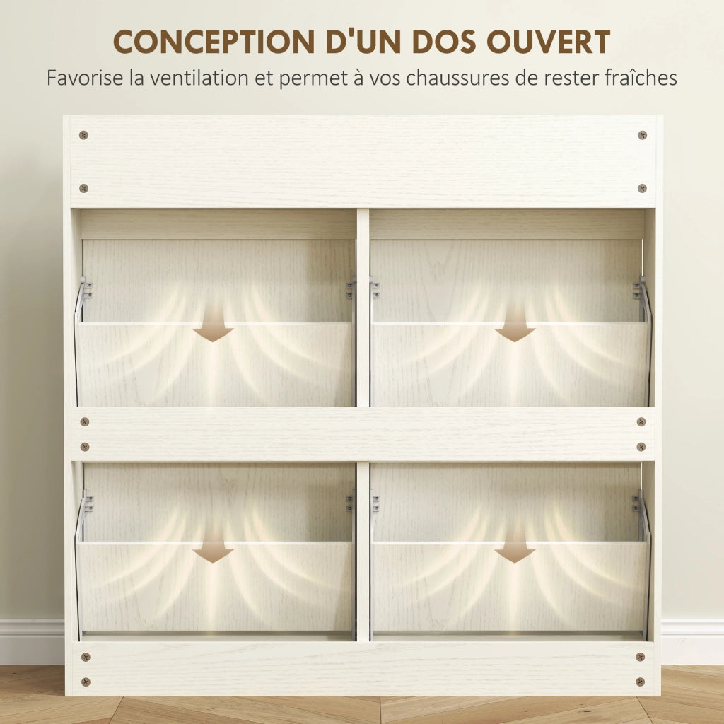 Scarpiera con cassetti e ante ¨C Minimal ¨C bianco 98x19x95 cm