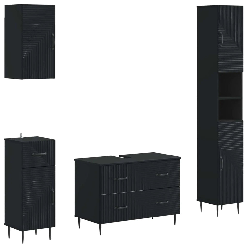 Set di Mobili da Bagno da 4 Pezzi HAARLEM Nero 3417937