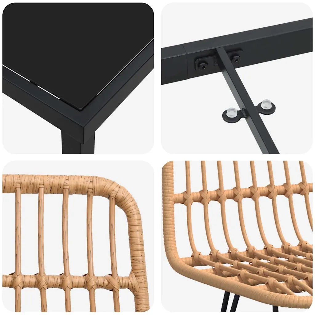 Set da Pranzo per Giardino 3 pcs Marrone 3379191