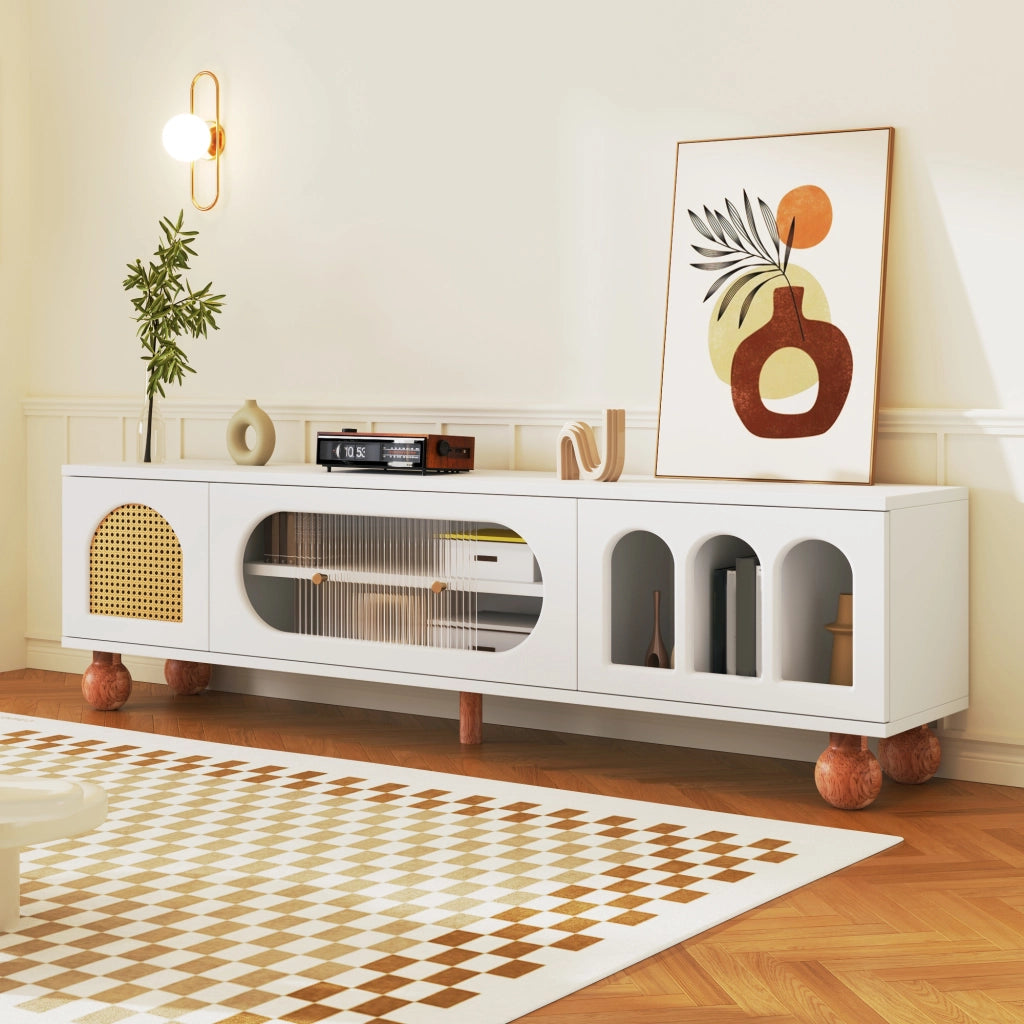 Cassettiera TV bianca in truciolare lunghezza 170 cm