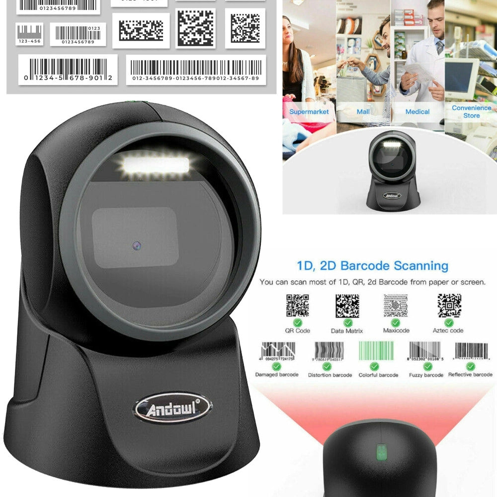 Trade Shop - Scanner Barcode Lettore Di Codici A Barre Qr Code 1d 2d Usb Da Tavolo Q-sm50 -