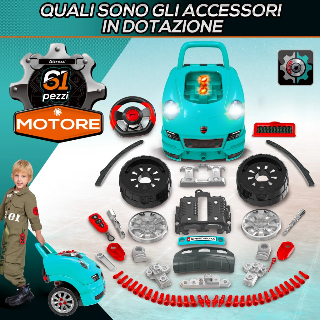 Camion Giocattolo per Bambini ¨C Minimal ¨C Nero e Azzurro, ABS e PP, 40x39x47 cm
