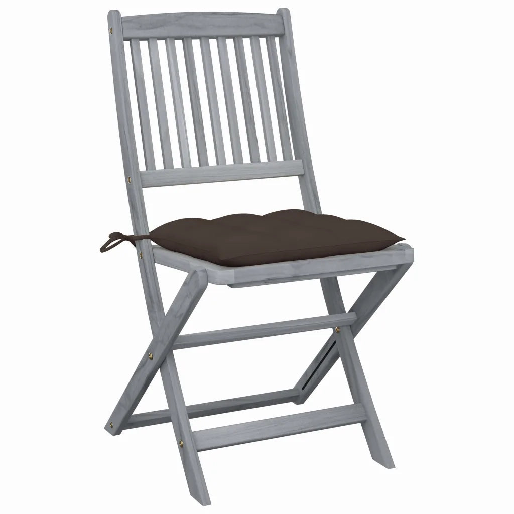 Sedie da Giardino Pieghevoli 4pz con Cuscini in Massello Acacia 3064586