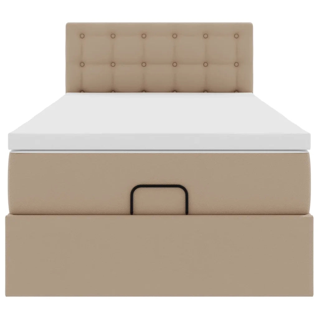 Letto Pouf con Materasso Cappucino 100x200 cm Similpelle