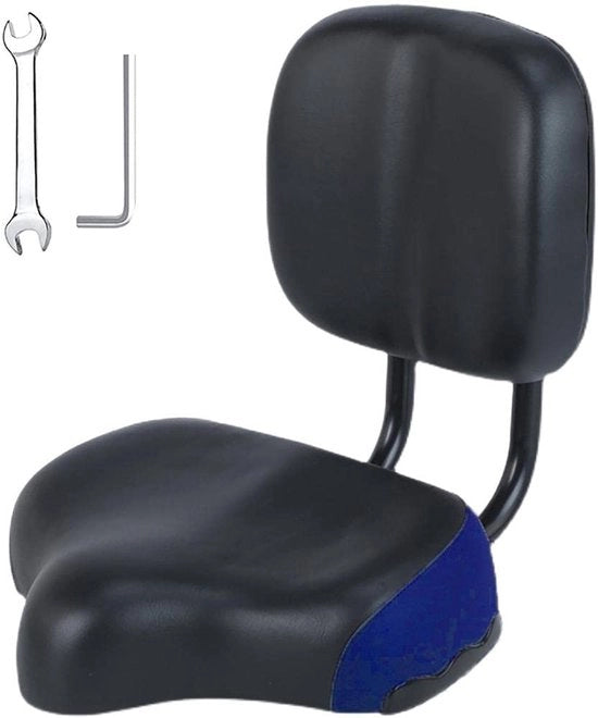 ONF3 - Sedile per bicicletta - Comfortevole - Grande formato - Regolabile - Sedile per bicicletta con schienale - Adatto per uso quotidiano - Nero/rosso/azzurro
