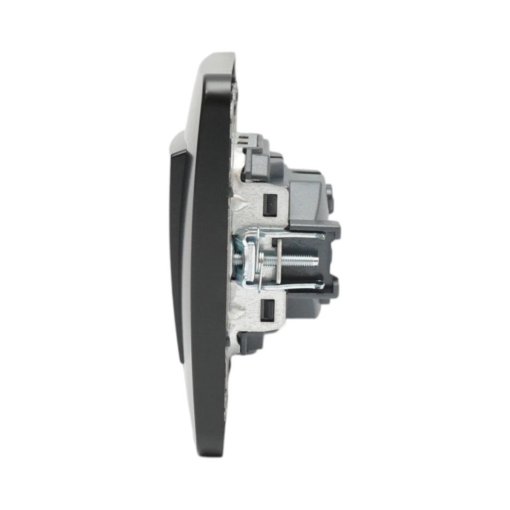 Interruttore semplice da incasso nero 220V, 10AX, PC 80x80mm