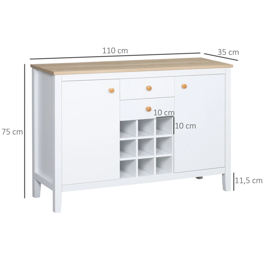 Cassettiera da cucina con porta bottiglie ¨C Minimal ¨C 110x35x75 cm bianco