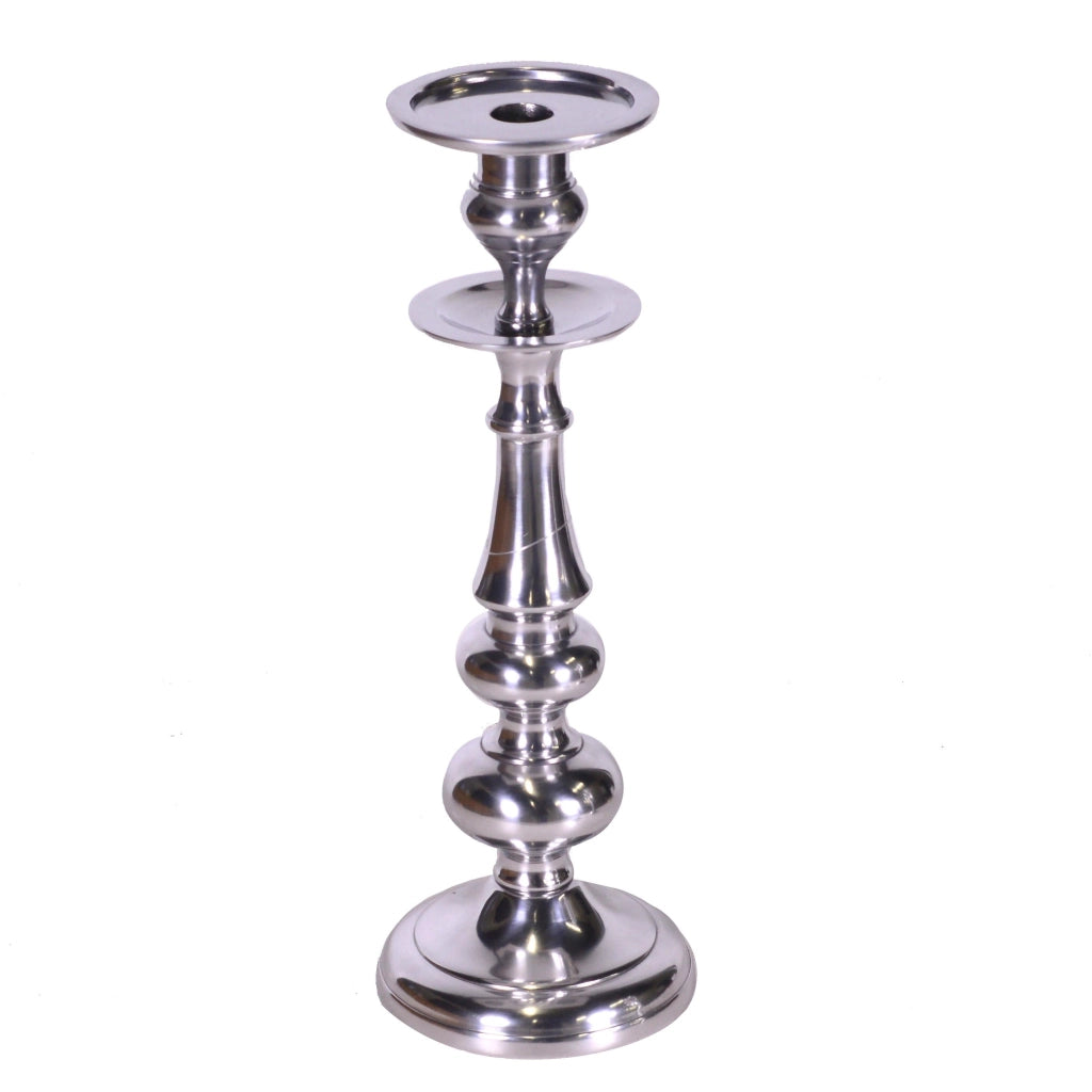 Portacandele in alluminio argento 1p cm Ø13xh37