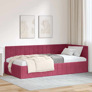 Cornice del letto ad angolo Rosso Vino 100 cm x 200 cm Velluto