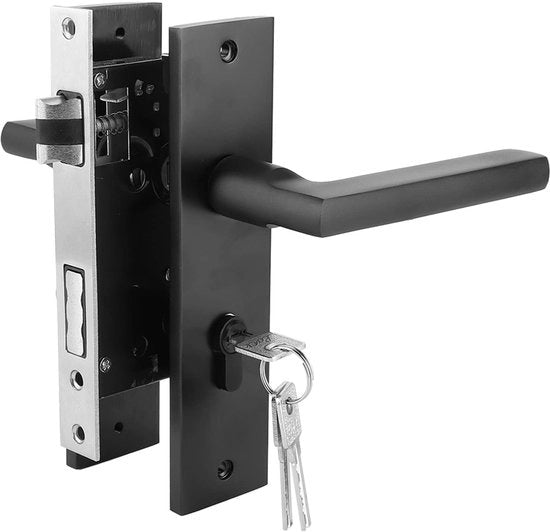 Deurslot per camera da letto in alluminio nero con chiavi e viti