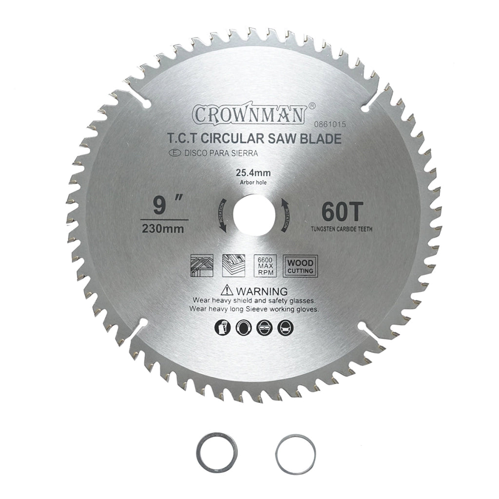 Disco circolare widia per legno 230x25,4mm, max. velocità. Crownman da 6600 giri/min, 60 denti