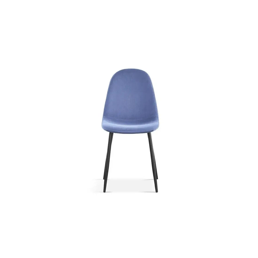 Sedia BOÏ - Velluto azzurro chiaro - Piedi in metallo nero - Stile design moderno