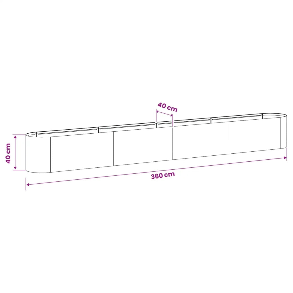 Letto rialzato da giardino Nero 360 x 40 x 40 cm 8011705