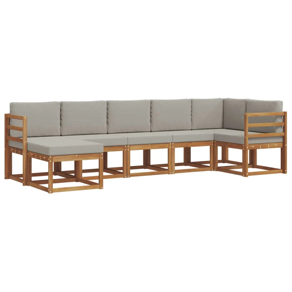 Set di divani da esterno 7 pcs Grigio Naturale e Chiaro 3366694