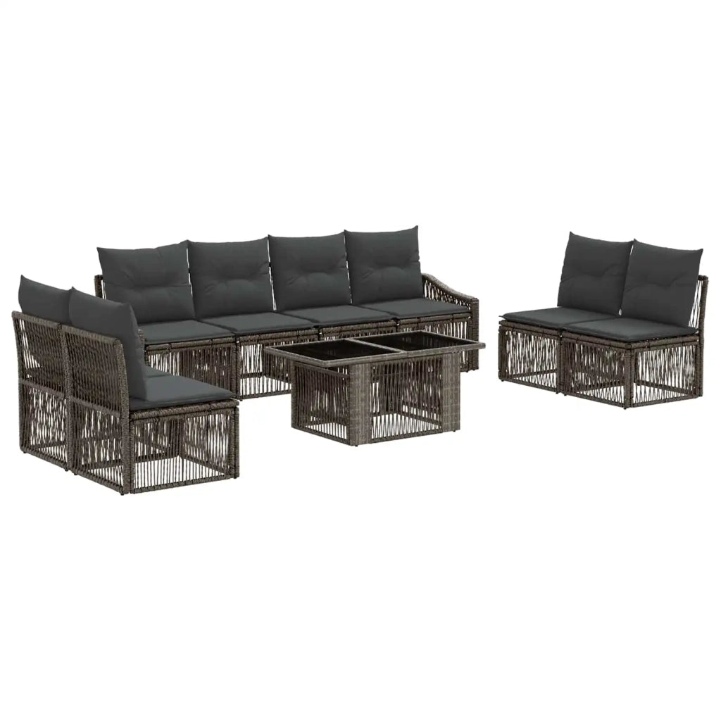 Set Divano da Giardino 9 pz Grigio e Grigio Scuro polyrattan 3437237