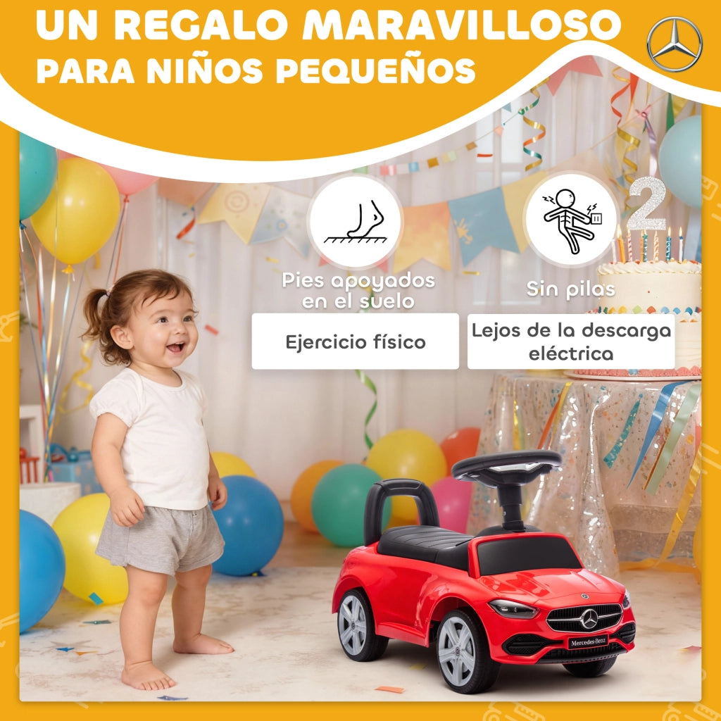 Cavalcabile Mercedes-Benz Classe C ¨C Xylo ¨C Bambini 18-36 Mesi con Clacson e Vano Contenitore Rosso