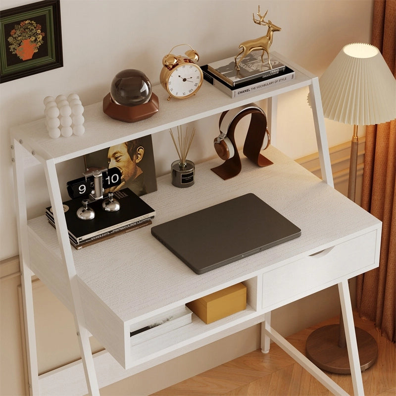 Scrivania bianca per computer, ideale per la scuola, loft, stile industriale e moderno