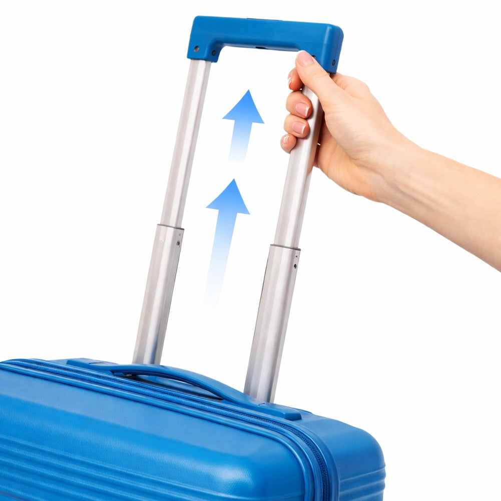 Set 4 Valigie Rigide e Beauty Case da Viaggio Blu con Maniglia Telescopica