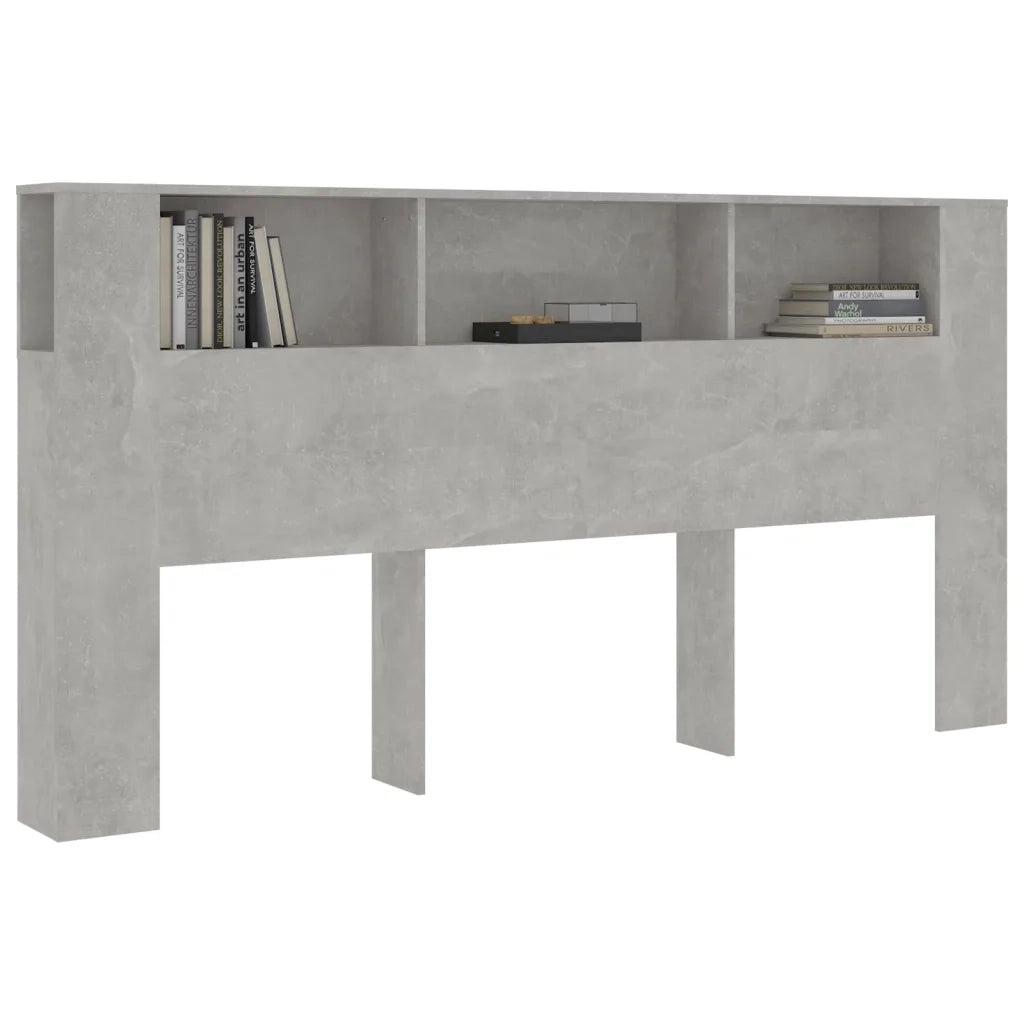 Testiera con Scomparti-Testata con Ripiani Grigio Cemento 200x18,5x104,5cm