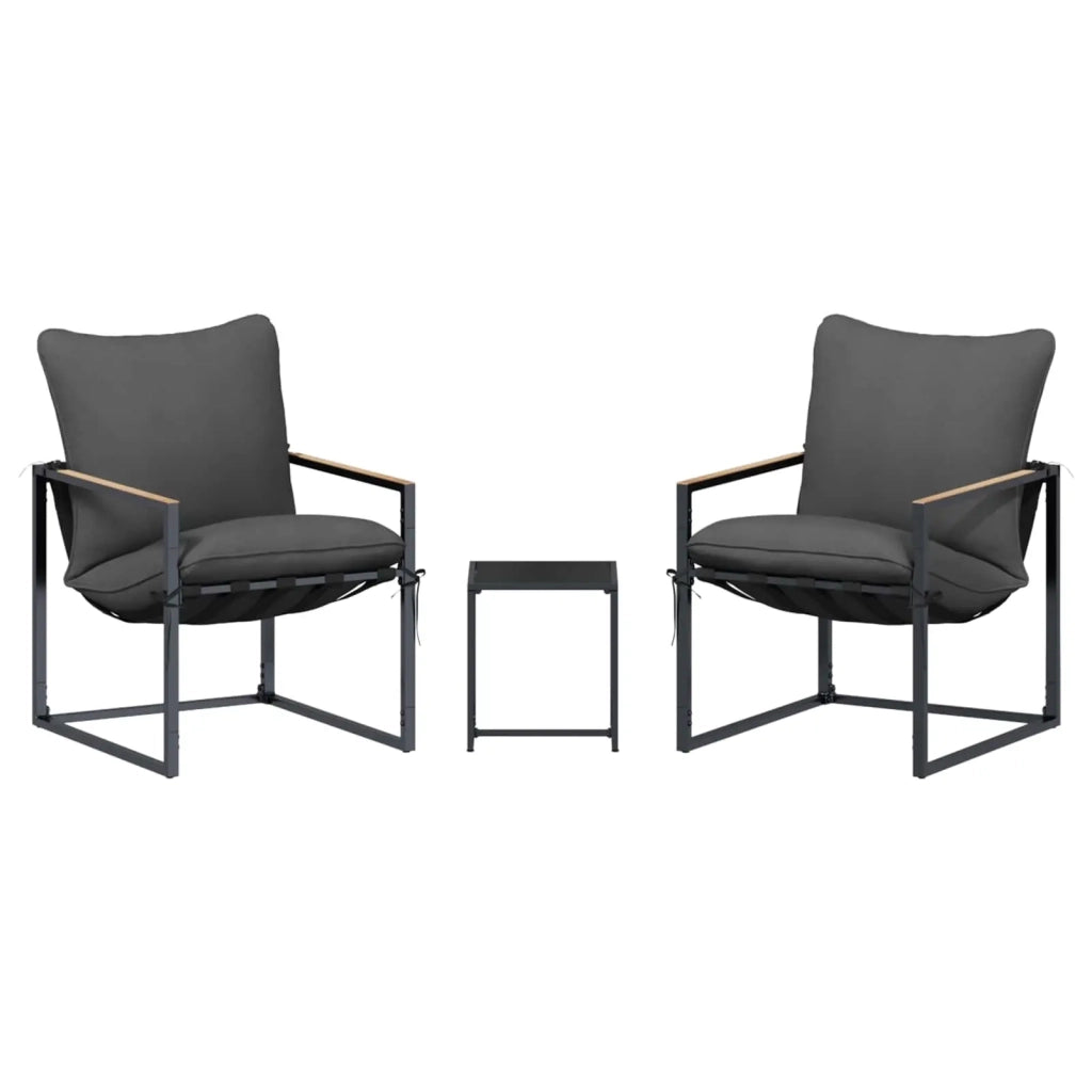 Set Divano da Giardino 3 pcs Nero e antracite Acciaio 42025093