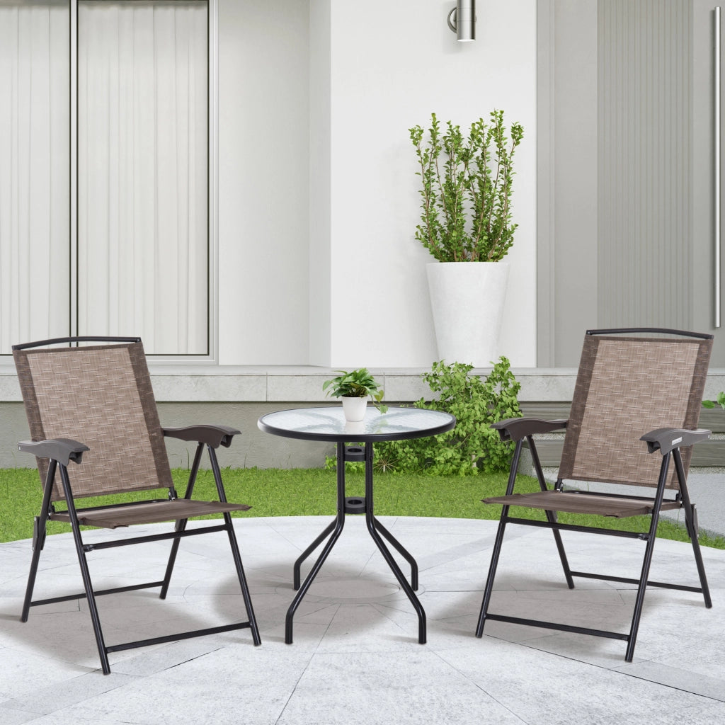 Set Giardino 3 Pezzi con Sedie Pieghevoli e Tavolo Rotondo ¨C Minimal ¨C Grigio