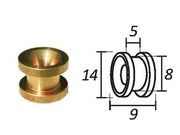 PASSAFILO IN OTTONE PER TESTINE CON SEDE- - ø mm.9, ø esterno mm.14 - 10 pezzi