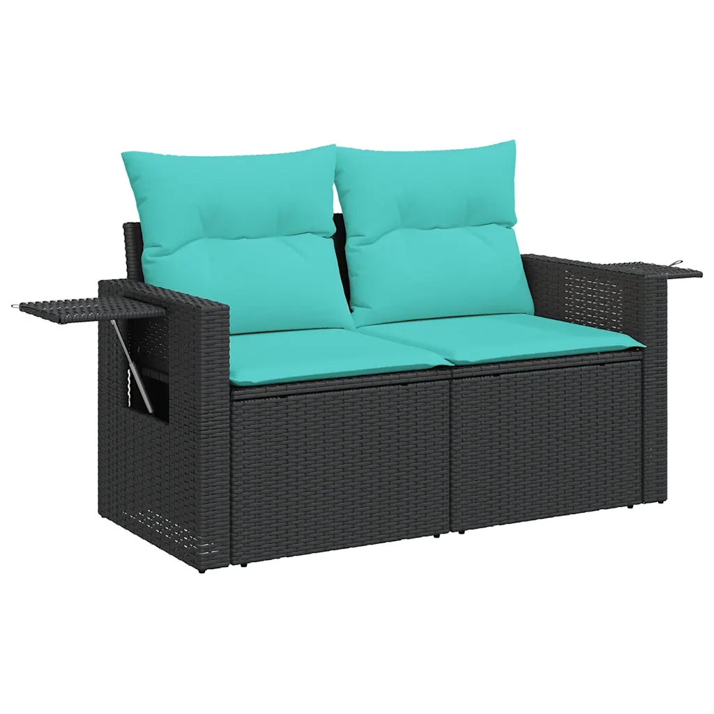 Set Divano da Giardino 6 pz con Cuscini Nero in Polyrattan 3325483