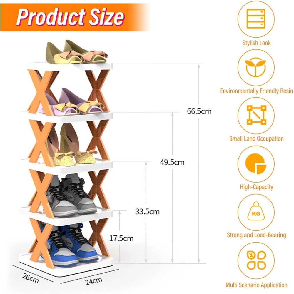 Trade Shop - Organizer Per Scarpiera Verticale Montaggio Rapido 7 Livelli Ripiano Pieghevole -