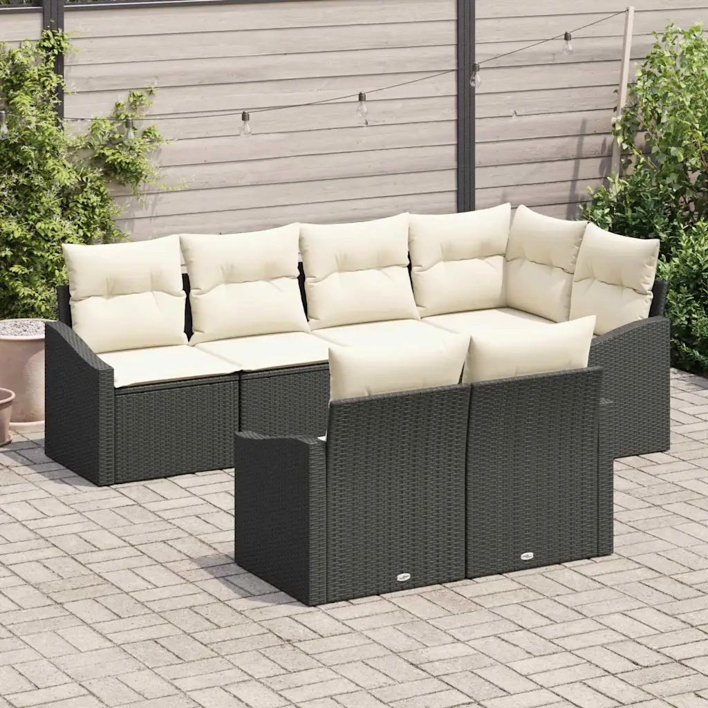 Set Divano da Giardino 7 pcs Nero e Bianco polyrattan 3355426