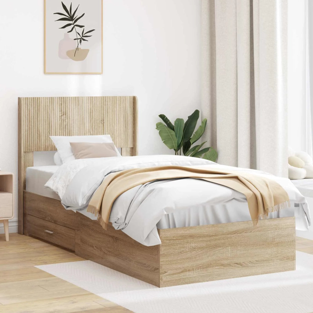 Struttura del letto con stoccaggio e testata Rovere Sonoma 3414517